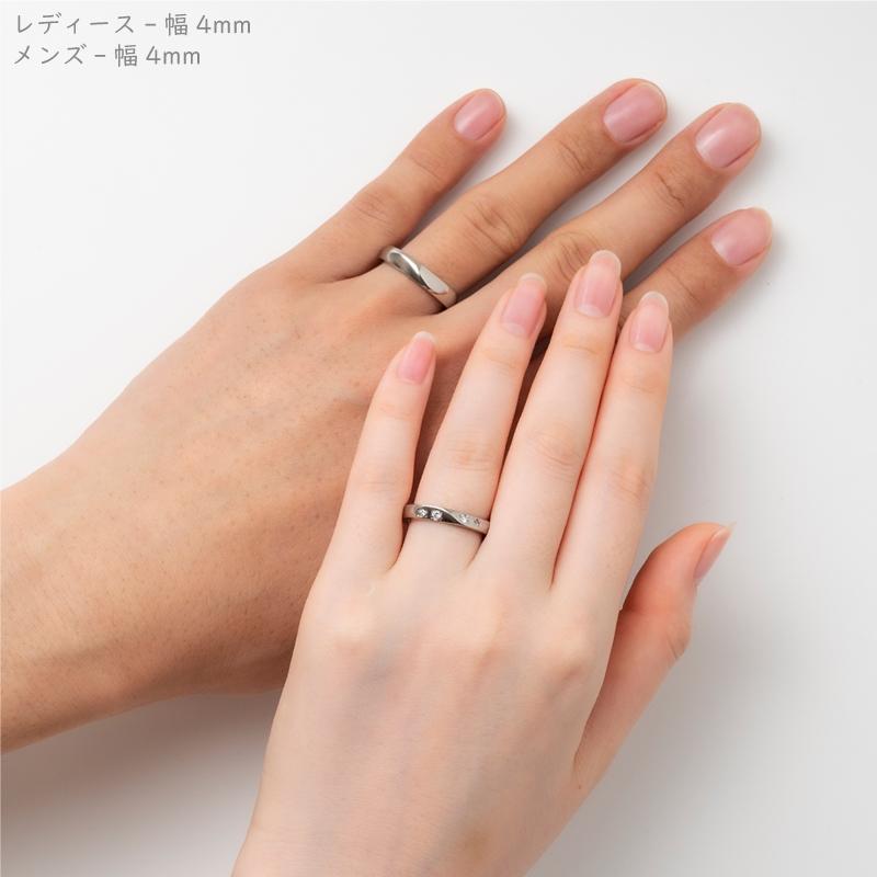 純チタン チタンリング 結婚指輪 ペアリング マリッジリング 金属アレルギー対応 ノンメッキ ノンコーティング 日本製 刻印無料 0.1ctダイヤ デザインリング 048の画像