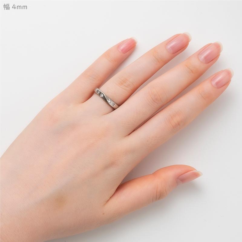 純チタン チタンリング 結婚指輪 ペアリング マリッジリング 金属アレルギー対応 ノンメッキ ノンコーティング 日本製 刻印無料 0.1ctダイヤ デザインリング 048の画像