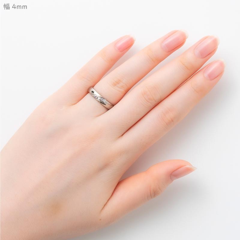 純チタン チタンリング 結婚指輪 ペアリング マリッジリング 金属アレルギー対応 ノンメッキ ノンコーティング 日本製 刻印無料 ピンク ホワイト ダイヤ m-062の画像