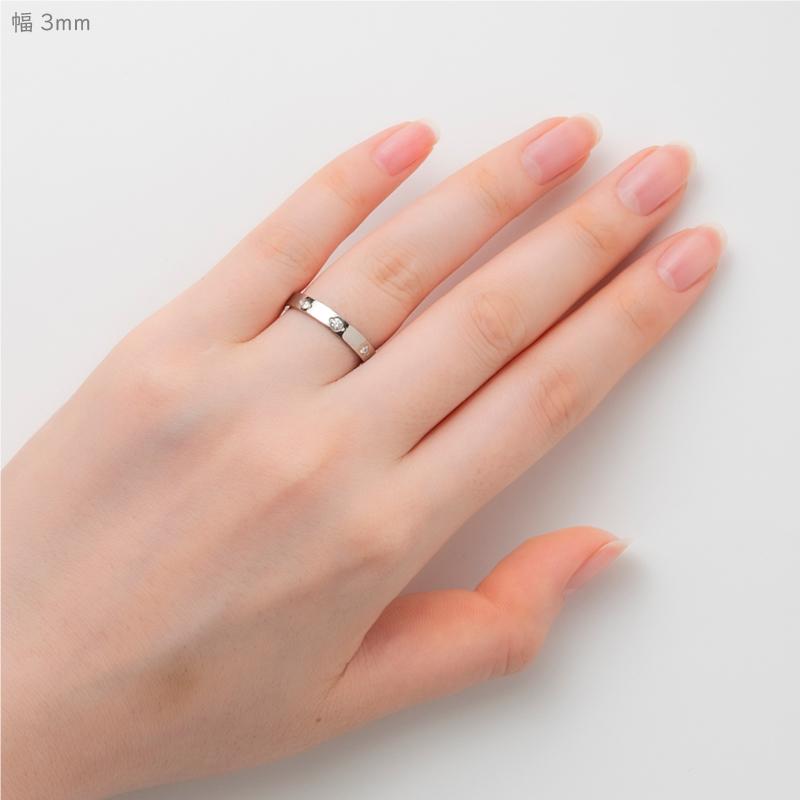 純チタン チタンリング 結婚指輪 ペアリング マリッジリング 金属アレルギー対応 ノンメッキ ノンコーティング 日本製 刻印無料 トリロジーダイヤ 平打 m-067の画像