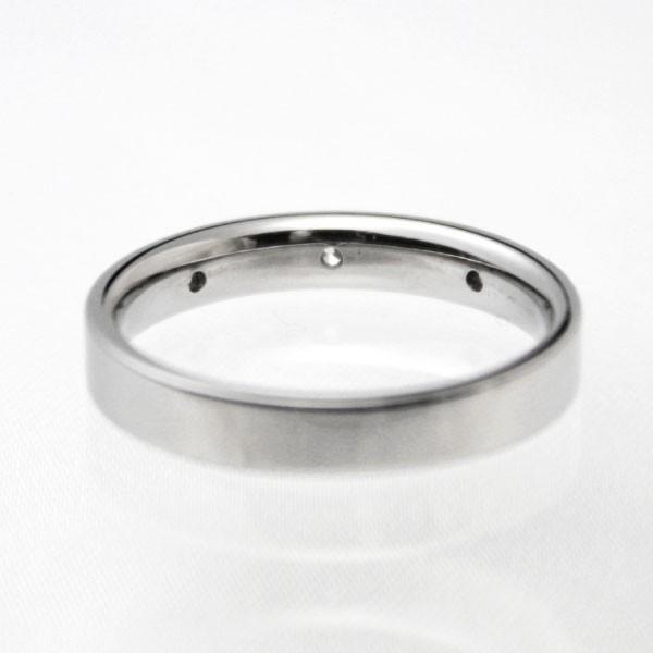 純チタン チタンリング 結婚指輪 ペアリング マリッジリング 金属アレルギー対応 ノンメッキ ノンコーティング 日本製 刻印無料 トリロジーダイヤ 平打 m-067の画像