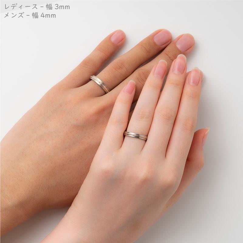 純チタン チタンリング 結婚指輪 ペアリング マリッジリング 金属アレルギー対応 ノンメッキ ノンコーティング 日本製 刻印無料 ピンクゴールド ライン m-095の画像