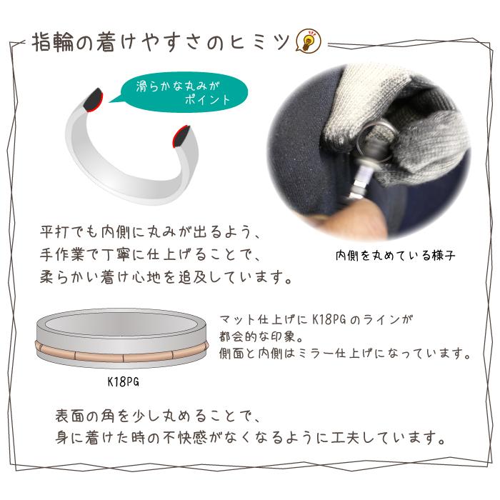 純チタン チタンリング 結婚指輪 ペアリング マリッジリング 金属アレルギー対応 ノンメッキ ノンコーティング 日本製 刻印無料 ピンクゴールド K18PG m-096の画像