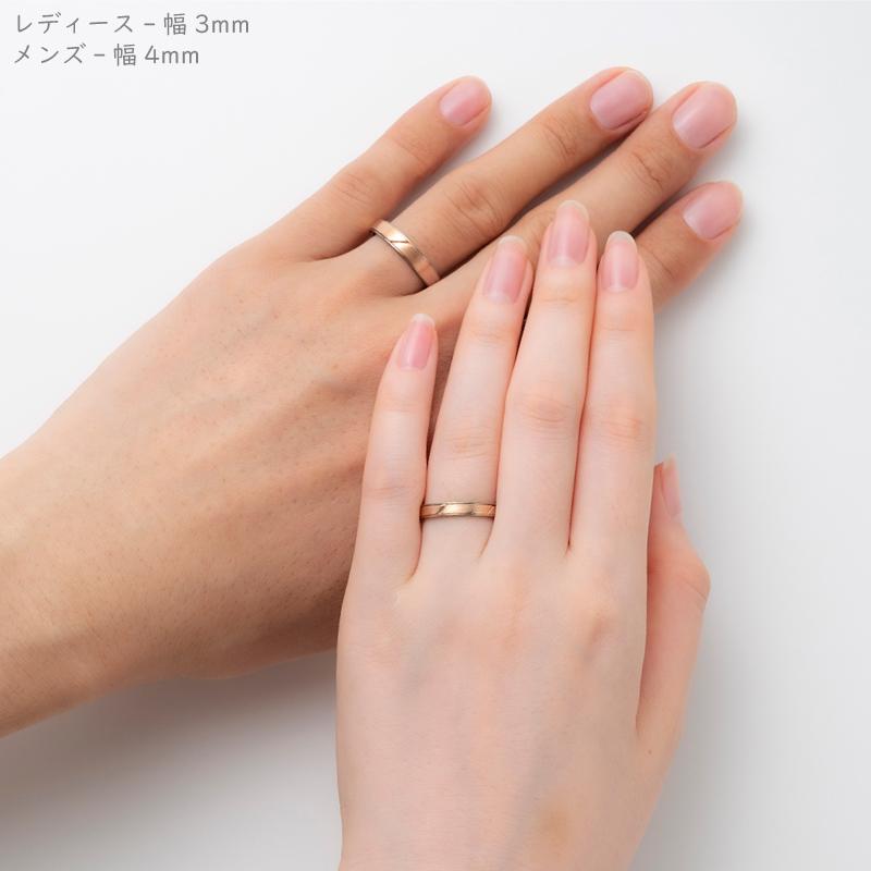 純チタン チタンリング 結婚指輪 ペアリング マリッジリング 金属アレルギー対応 ノンメッキ ノンコーティング 日本製 刻印無料 ピンクゴールド K18PG m-097の画像