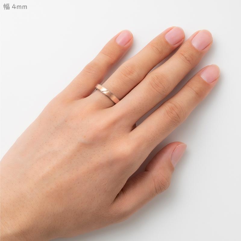 純チタン チタンリング 結婚指輪 ペアリング マリッジリング 金属アレルギー対応 ノンメッキ ノンコーティング 日本製 刻印無料 ピンクゴールド K18PG m-097の画像