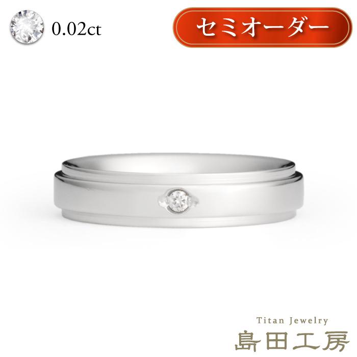 贅沢品 ハーフサイズ セミオーダー メンズ レディース 縁取り ダイヤ0 02ct 指輪 金属アレルギー対応 リング チタン R075 プラチナより安い プレゼント ギフト ペアリング サイズ 6号
