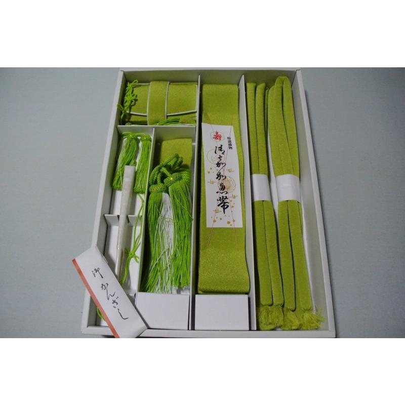 はこせこセット 5点セット 無地 緑色 化粧箱入り 懐剣 筥迫 丸ぐけ 