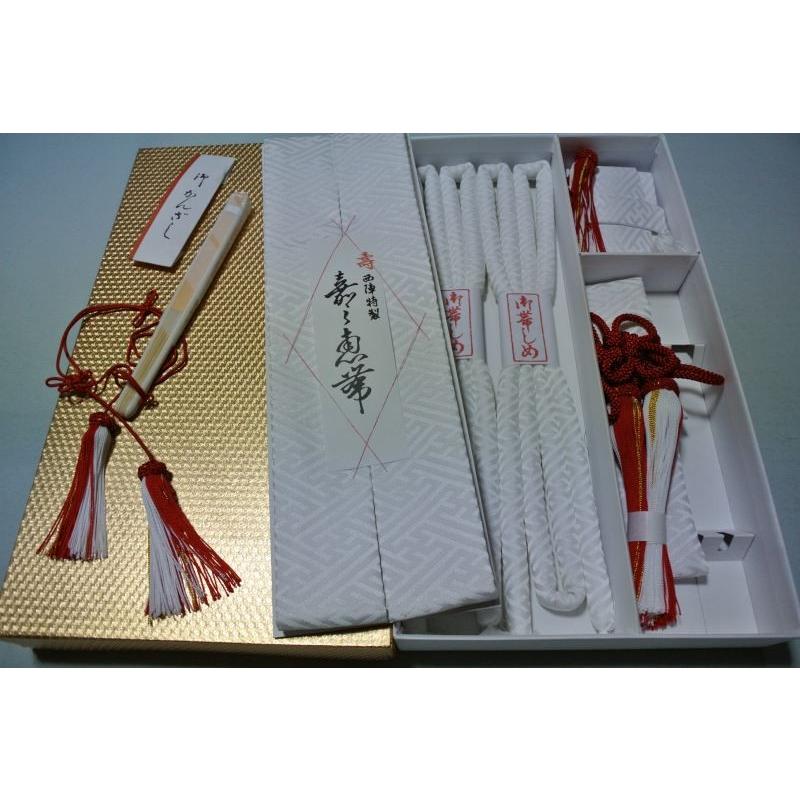 はこせこセット 5点セット 白色 サヤ柄 紅白房 化粧箱入り 懐剣 筥迫 