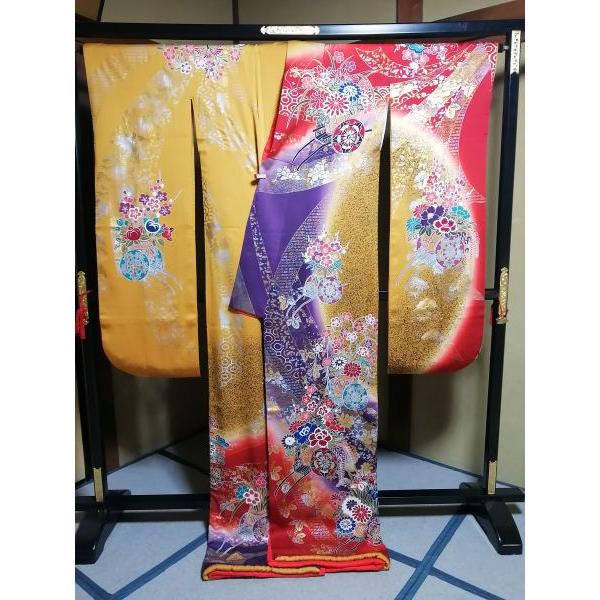 53 お色直し 振袖 美品 [裄64 袖丈107 身丈(肩から)180 前24 後30 