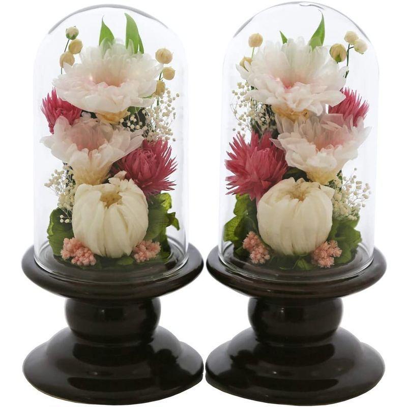 アートフォーシーズン 仏花 ●（茶系）ミニ輪菊glass 対デザイン２個SETピンク プリザーブドフラワー アートフォーシーズン 仏花 茶系 ミニ輪菊glass 対デザイン２個SETピンク プリザーブドフラワー 初七日