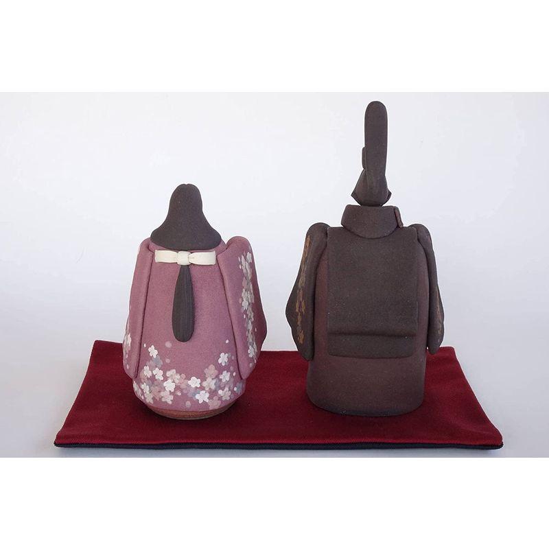 ひな人形 立雛 陶雛 澤りか作 お雛様 コンパクト 水洗い可 桐箱入り (女雛 赤紫/男雛 黒) 立雛 陶雛 澤りか作 お雛様 コンパクト 水洗い可 桐箱入り 女雛 赤紫/男雛 黒