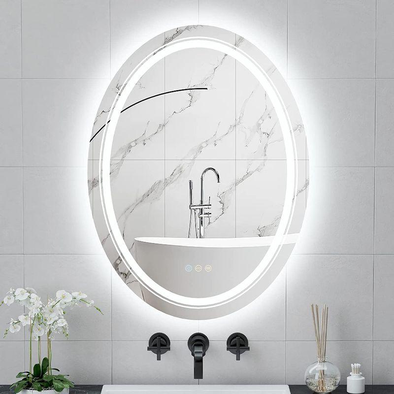 Wisfor LED 洗面台 鏡 壁掛け ミラー 照明付き 曇り止め 洗面所 化粧鏡