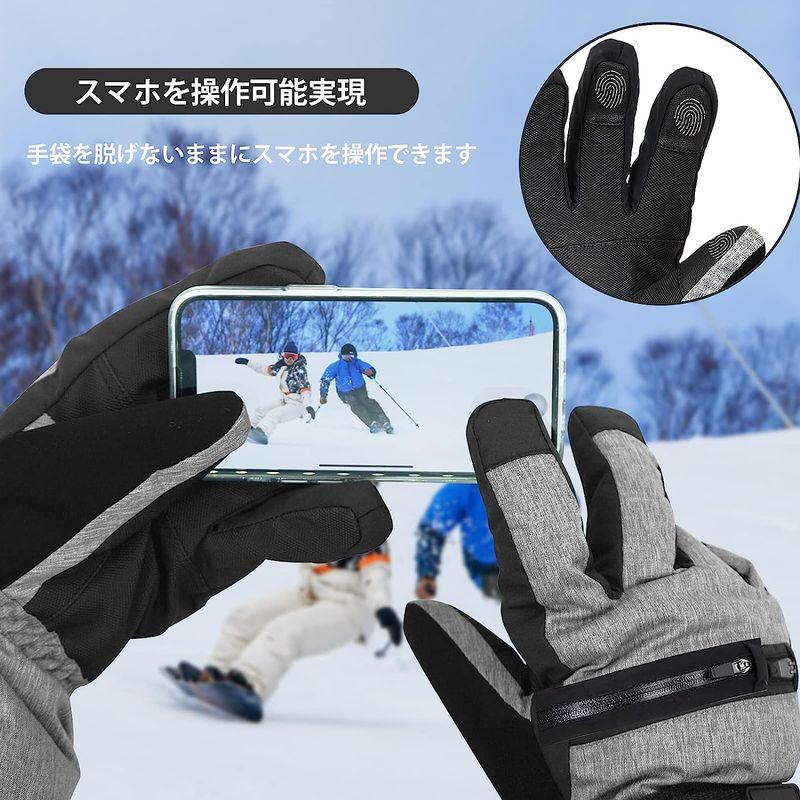 [rivmount] スキーグローブ スノボグローブ 3Mシンサレート スキー手袋 防寒 スマホ対応 厚手 軽量 革 裏起毛 撥水加工 滑り止め