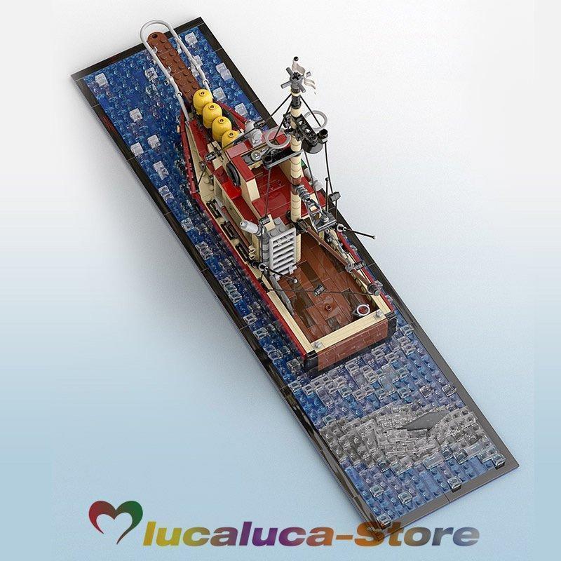 レゴ 互換 ジョーズ 模型漁船 鮫の接近する船 海 1235ピース 