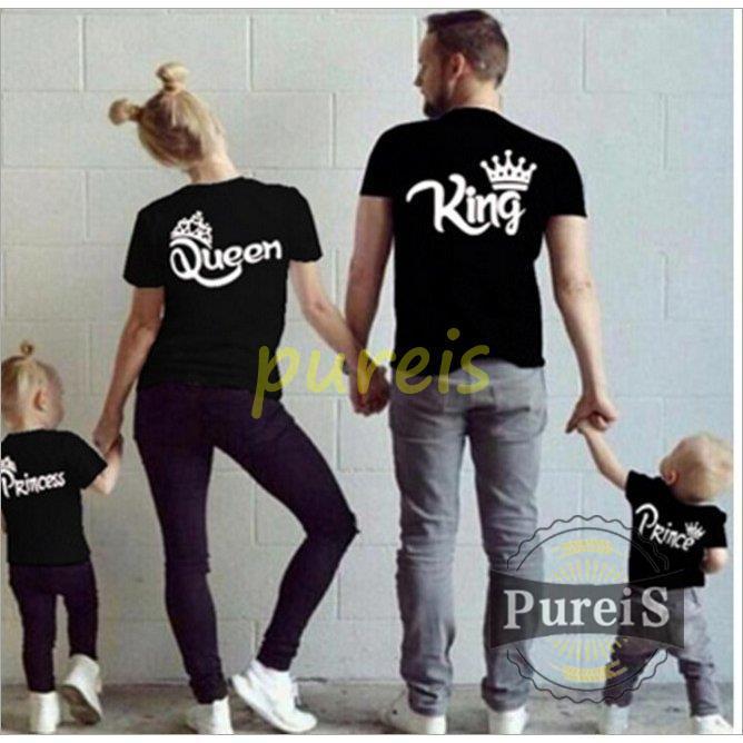 親子 ペアルック Tシャツ 親子コーデ お揃い カップル お揃いコーデ 夏 半袖 キッズ メンズ レディース キング クイーン プリンス プリンセス 通販でクリスマス