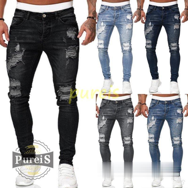 初売り 5色 メンズ ジーンズ デニムパンツ スキニーパンツ ダメージ加工 アンクルパンツ ジーパン スリム 個性的 ボトムス カジュアル ファッション 大きいサイズ 春夏