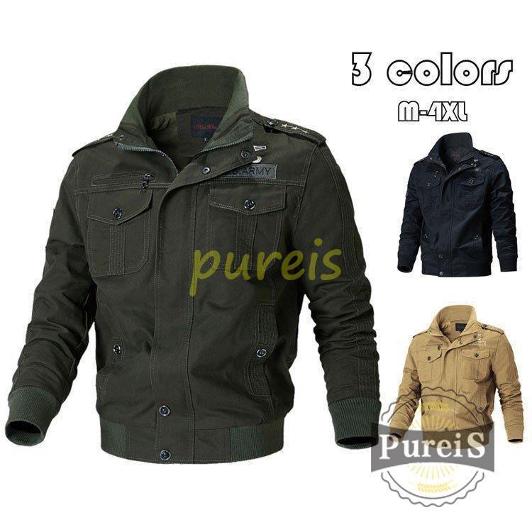 フライトジャケット ブルゾン ミリタリージャケット メンズ おしゃれ ブランド 無地 ブルゾン ジャケット ジャンパー アウター 大きいサイズ 春秋 3色 モッズ ミリタリージャケット サイズ 3xl Ilgaimportadora Com