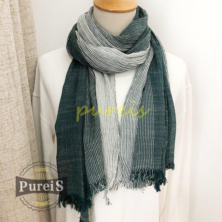 マフラー メンズ レディース ストール ショール ストライプ スカーフ 綿麻 肌触り良い シンプル カジュアル 高品質 防寒 リネン
