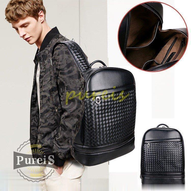 ビジネスリュック メンズ シンプル リュックサック バッグ 手提げ 就活 カバン 無地 本革 高級感 レザーバッグ 鞄 仕事 おしゃれ 父の日