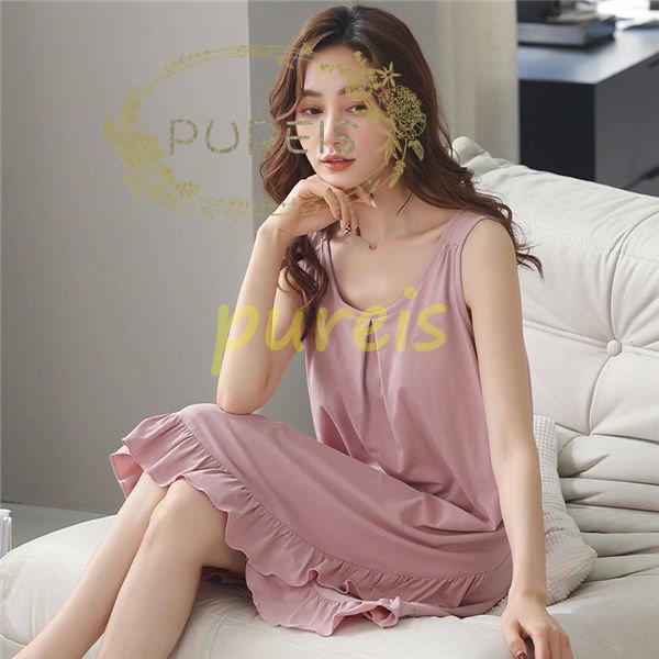 パジャマ レディース ワンピース ルームワンピース キャミソール ゆったり ロング丈 ルームウェア 薄手 姫系 春夏 旅行用 ネグリジェ 春 夏 秋 母の日 ラウンド