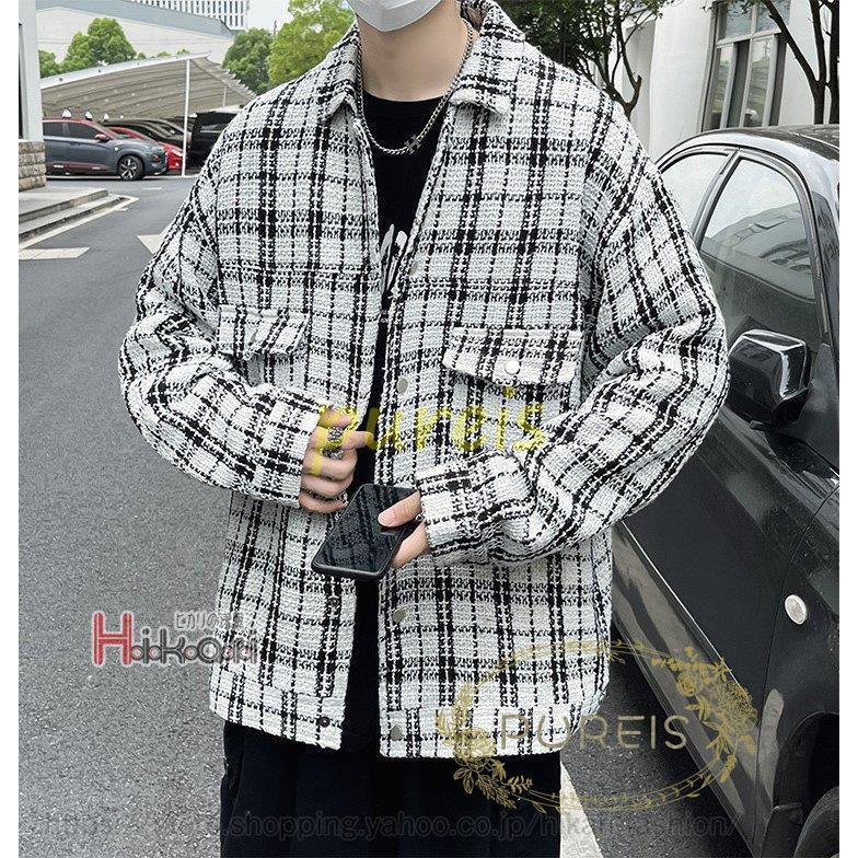 お見舞い ビッグシルエット メンズ ジャケット チェック ホワイト ブラック おしゃれ シャツジャケット 春ジャケット アウター コーチジャケット 色 黒 Binghamtonhots Com