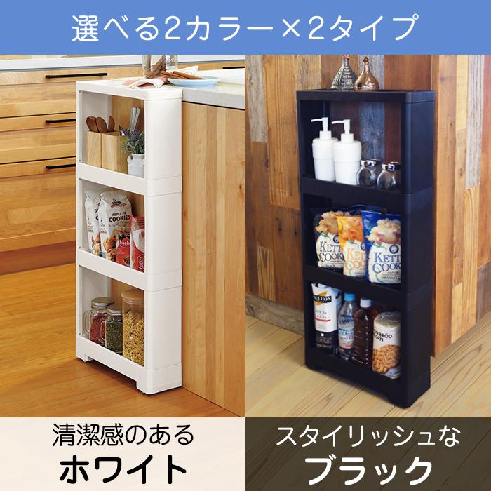 収納ケース (同色3個セット) スリムストッカー 隙間収納 スリムチェスト キャスター付き (リセ スーパースリムラック 4段) 幅12cm