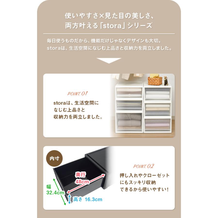 (同色4個セット) 収納ケース 収納ボックス 衣装ケース プラスチック収納 衣類収納 押入れ収納 収納チェスト（ストラ クローゼット用 M） 奥行53cm 高さ22cmの画像