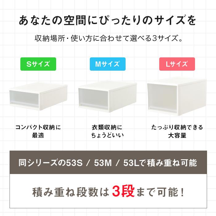 (同色4個セット) 収納ケース 収納ボックス 衣装ケース プラスチック収納 衣類収納 押入れ収納 収納チェスト（ストラ クローゼット用 M） 奥行53cm 高さ22cmの画像