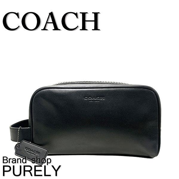 コーチ ポーチ メンズ COACH セカンドバッグ レザー スモール トラベルキット 2522 QB/BK ブラック 送料無料｜purely