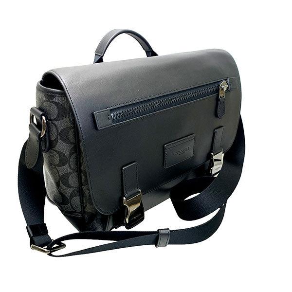 美品□COACH コーチ C2793 レザー シグネチャー トラック メッセンジャーバッグ ショルダーバッグ ブラック ロゴチャーム・保存袋付き COACH（コーチ） 国内発送 バッグ メンズ ショルダーバッグ