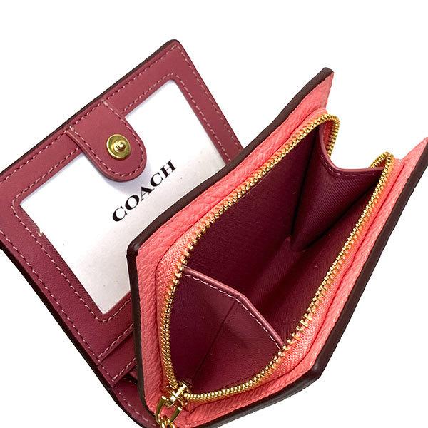 DISK 　COACH 財布 二つ折り財布 ピンクレモネード COACH（コーチ） 国内発送 財布 レディース 折り財布 ペブルド レザー