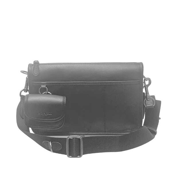 【美品】コーチ ショルダーバッグ C8139 ブラックレザー メンズ COACH（コーチ） 国内発送 バッグ メンズ ショルダーバッグ レザー