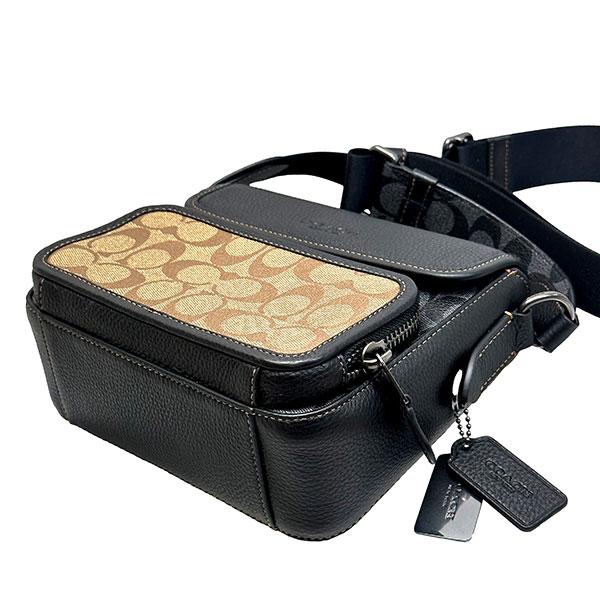 COACH コーチ　ヒューストン マップバッグ シグネチャーショルダーバック　黒 COACH 国内発送 コーチ バッグ メンズ ショルダーバッグ レザー