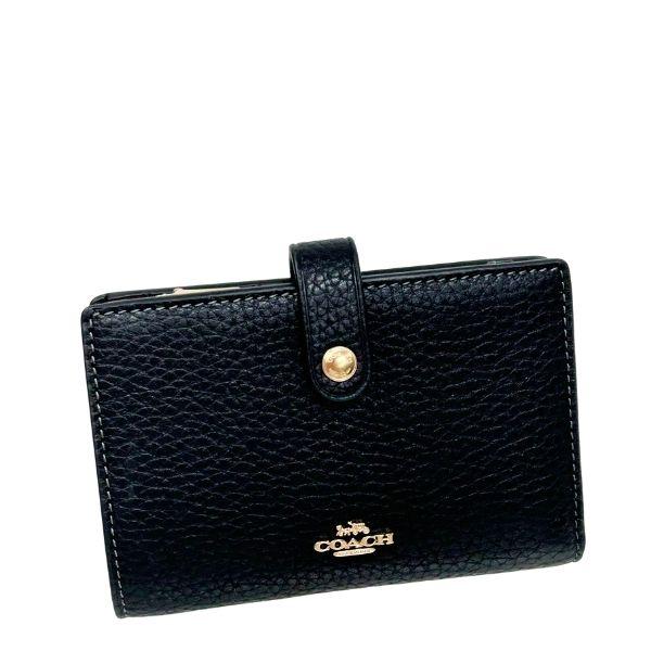 新品未使用コーチ二つ折り財布ブラックレザーレディースメンズ送料無料即日発送 COACH（コーチ） 国内発送 財布 レディース 折り財布 レザー 2 IN 1
