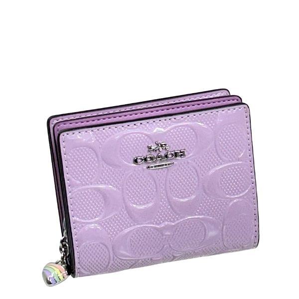 未使用級 COACH コーチ 折り財布 スナップ Cチャーム レザー パープル COACH（コーチ） 国内発送 財布 レディース 折り財布 レザー ハート