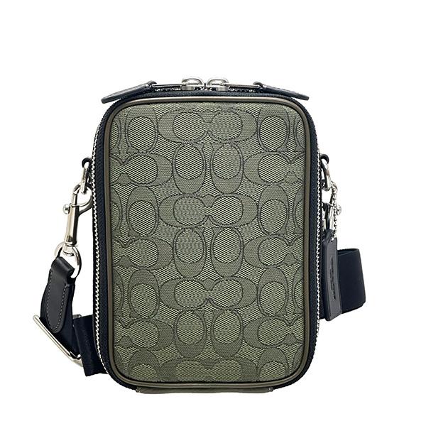 美品 COACH ショルダーバッグ スタントン シグネチャー グリーン COACH 国内発送 コーチ バッグ メンズ ショルダーバッグ
