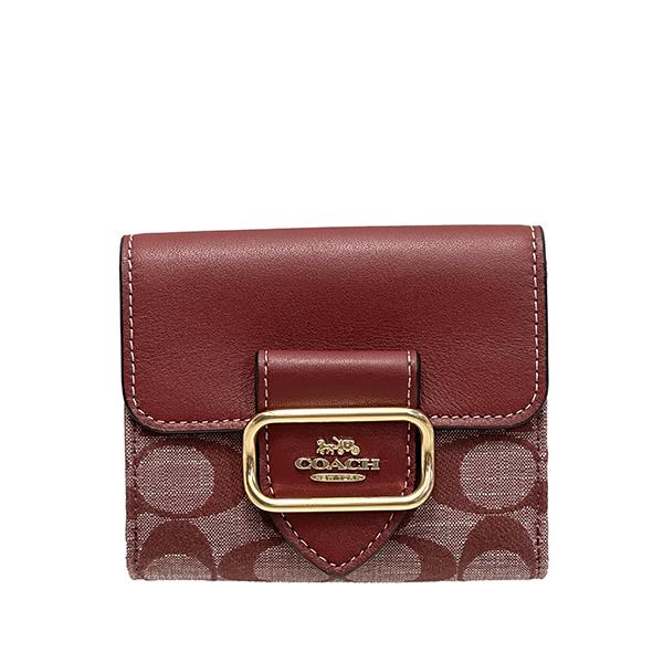 美品 COACH タビー スモール ウォレット レッド 折り財布 シグネチャー COACH（コーチ） 国内発送 財布 レディース 折り財布 シグネチャー