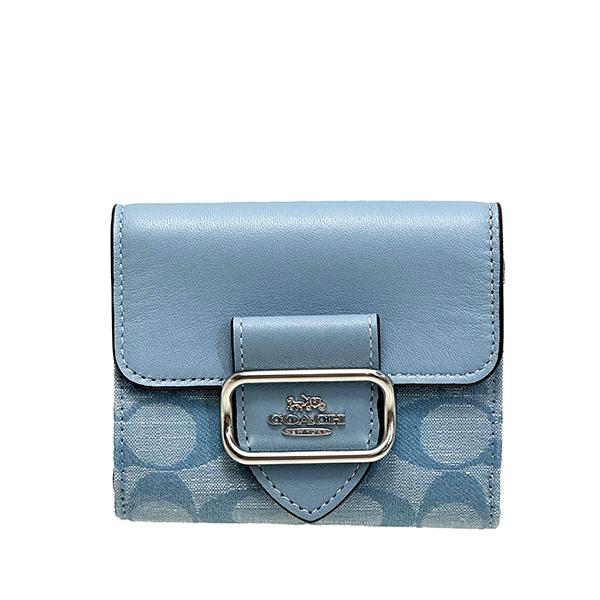 コーチ☆美品 ショルダーウォレット 財布☆水色 COACH（コーチ） 財布 レディース 長財布 アウトレット レザー ブルー