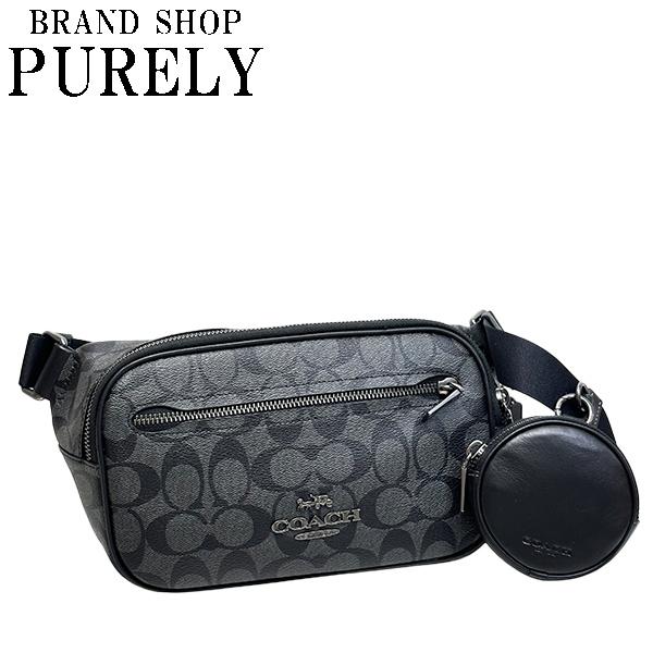 COACH エリアス ベルトバッグ ボディバッグ シグネチャー レザー ブラック COACH（コーチ） 国内発送 バッグ メンズ ボディバッグ シグネチャー