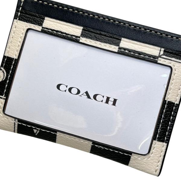 コーチ COACH パスケース レディース メンズ 小物 チェッカーボード プリント ID カード ケース CR396 QBA16 ブラック×チョーク｜purely｜05