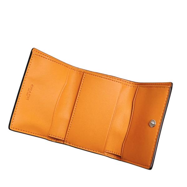 COACH コーチ 折り財布 クロコダイル エンボスド レザー オレンジ