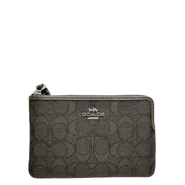 COACH グレー　カーキ　 ポーチ ケース付き　CAH95 COACH（コーチ） 国内発送 ポーチ レディース 小物入れ シグネチャー