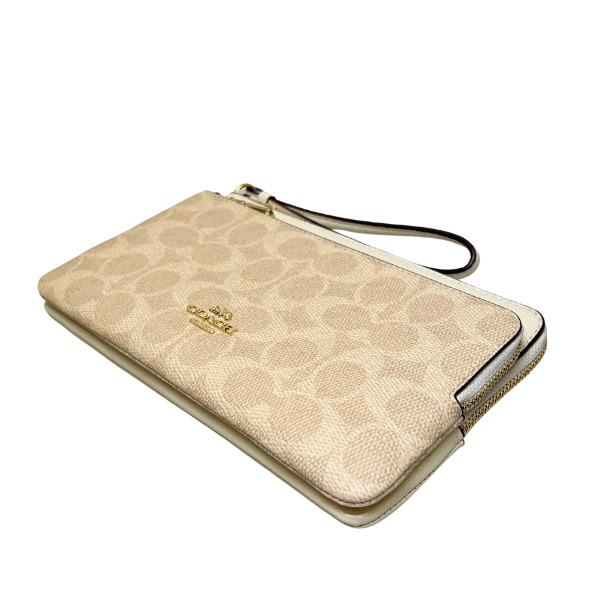 COACH（コーチ） 国内発送 財布 レディース ポーチ シグネチャー ダブル ジップ リストレット CX161 IMXDM サンド×チョーク ...