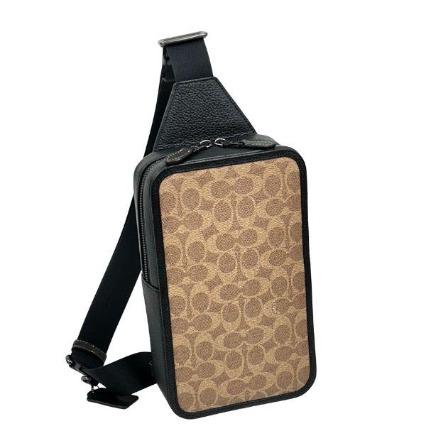 COACH レザー スリングバッグ ブラウン/ブラック（最終値下げ！） COACH（コーチ） 国内発送 バッグ メンズ ショルダーバッグ