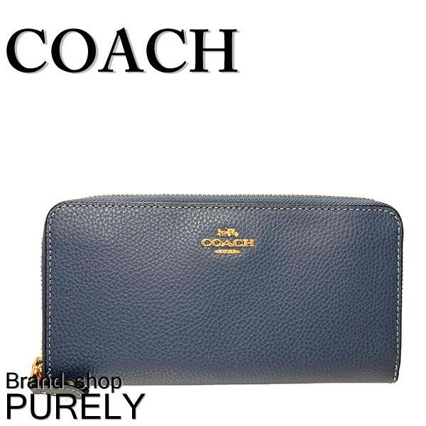 コーチ 財布 レディース COACH 長財布 ペブルド レザー アコーディオン ジップ ウォレット F16612 IMDEN デニム 送料無料｜purely