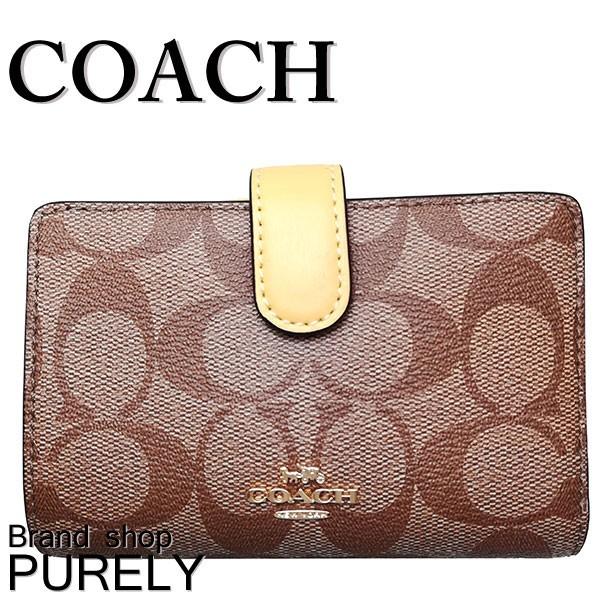 コーチ 財布 レディース COACH 折り財布 シグネチャー ミディアム コーナー ジップ ウォレット F23553 IMDXD カーキ×サンフラワー 送料無料｜purely