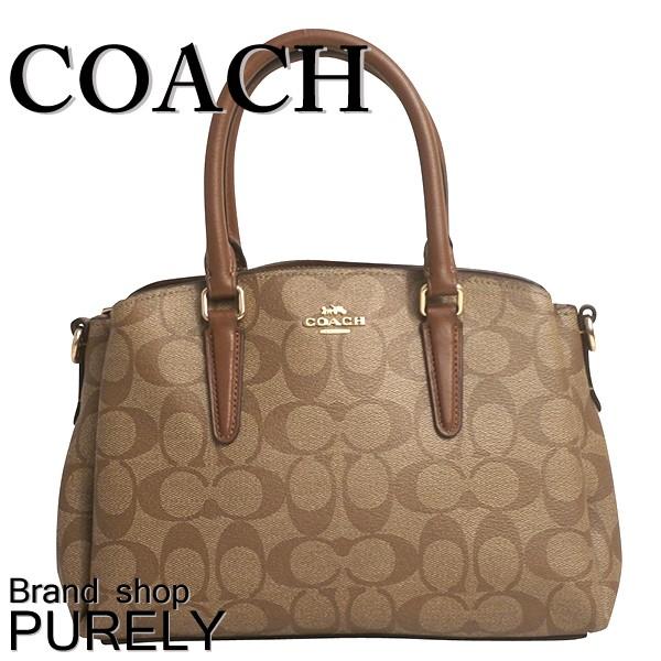 コーチ バッグ レディース COACH トートバッグ シグネチャー ミニ セージ キャリーオール F29434 IME74 カーキ×サドル 送料無料｜purely