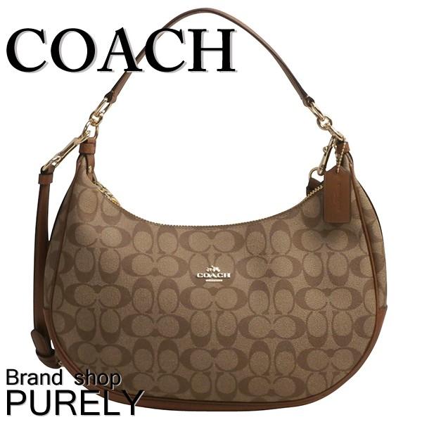 コーチ COACH バッグ レディース ショルダー バッグ 2WAY シグネチャー ハーレー EW ホーボー F38267 IMBDX カーキ×サドル 送料無料｜purely