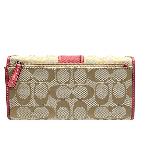コーチ 財布 レディース 全品ポイント2倍 Coach 長財布 シグネチャー ストライプ チェック ブック ウォレット F48810 Sigco ライトカーキ コーラル F48810 Sigco 200310 Purely Shop 通販 Yahoo ショッピング