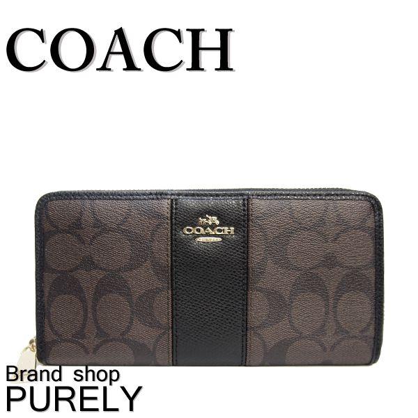 コーチ COACH 財布 長財布 シグネチャー PVC レザー アコーディオン ジップ アラウンド F52859 IMAA8 ブラウン×ブラック 送料無料｜purely